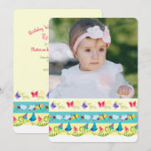 Colorful Butterflies Foto Birthday Invitation Kaart (Voorkant / Achterkant)