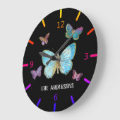Colorful Butterflies - Gepersonaliseerd Grote Klok (Hoek)