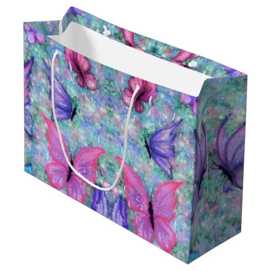 Colorful Butterflies Gift Bag - Spring Groot Cadeauzakje (Voorkant Gekanteld)