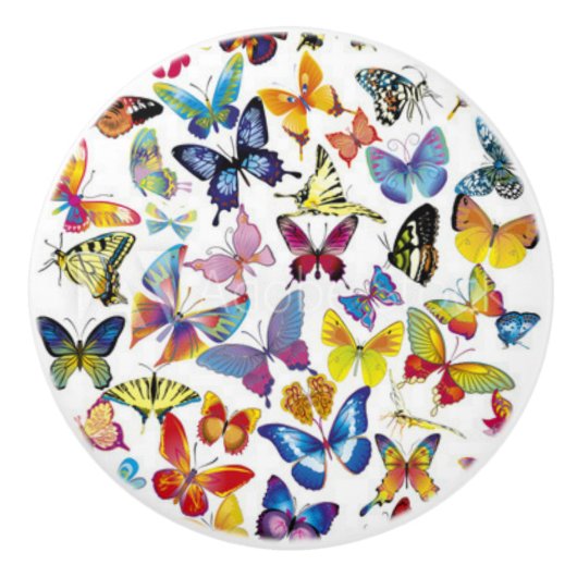 Colorful Butterflies Keramische Knop (Voorkant)