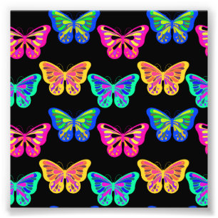 Colorful Butterflies Lepidopterous Vaporwave Foto Afdruk