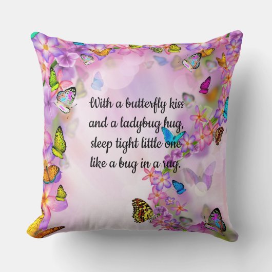 Colorful Butterflies met Good Night Baby Gezegde Kussen (Voorkant)