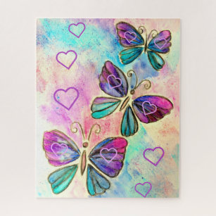 Colorful Butterflies met hart Puzzle - Spring Legpuzzel