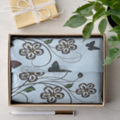 Colorful Butterflies op Blue Flowers Tissuepapier (Geschenk)