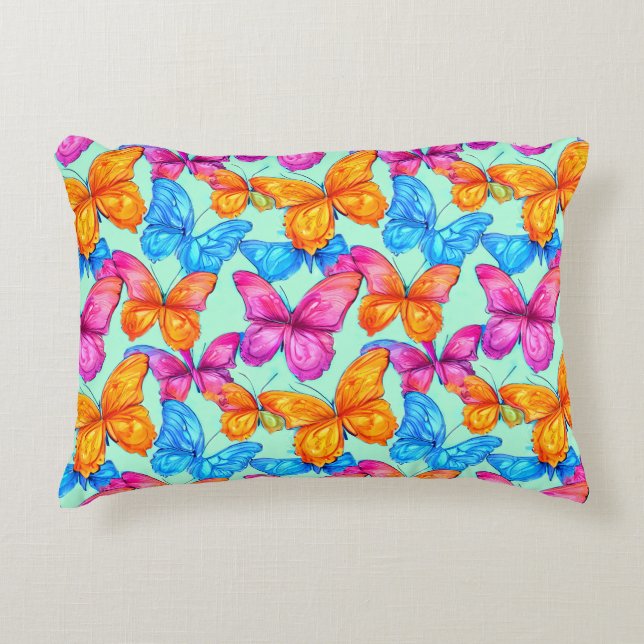 Colorful Butterflies Patroon Accent Kussen (Voorkant)