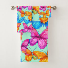 Colorful Butterflies Patroon Bad Handdoek