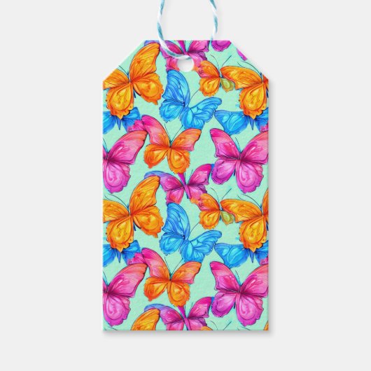 Colorful Butterflies Patroon Cadeaulabel (Voorkant)
