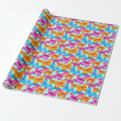 Colorful Butterflies Patroon Cadeaupapier (Uitgerold)