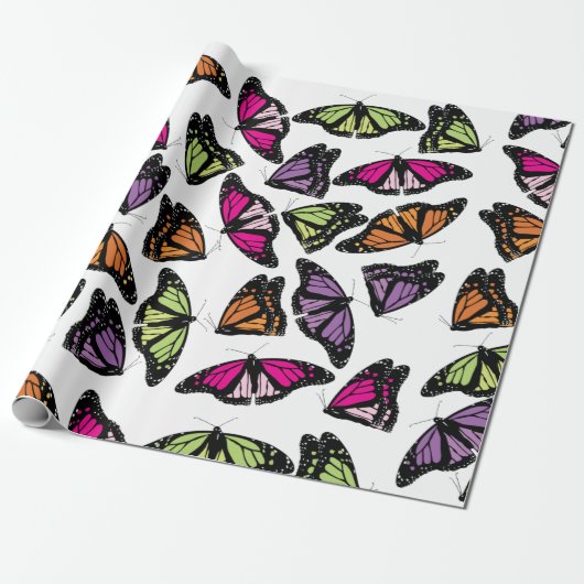 Colorful Butterflies Patroon Cadeaupapier (Uitgerold)