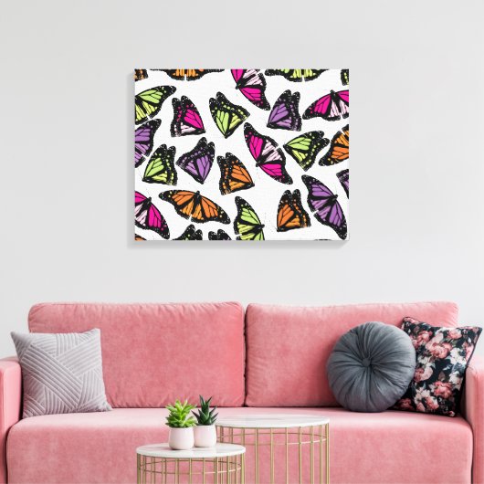 Colorful Butterflies Patroon Canvas Afdruk (Insitu (Woonkamer))
