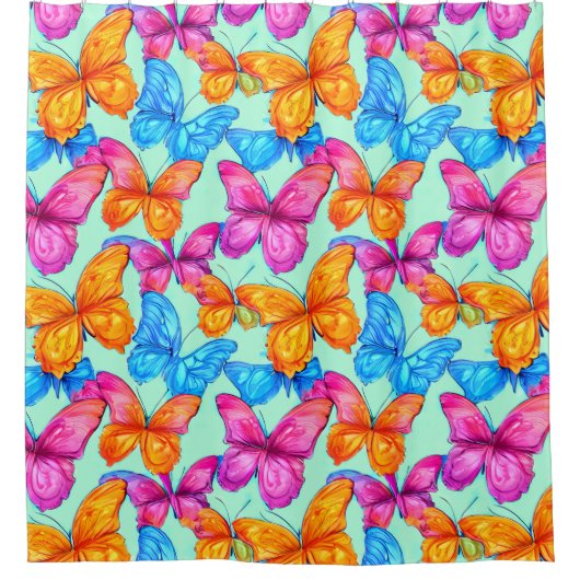 Colorful Butterflies Patroon Douchegordijn (Voorkant)
