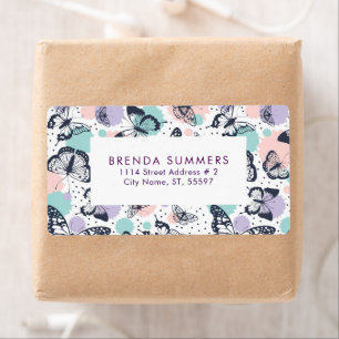 Colorful Butterflies Patroon Etiket