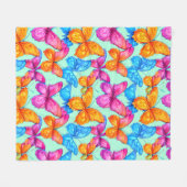 Colorful Butterflies Patroon Fleece Deken (Voorkant (Horizontaal))