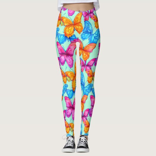 Colorful Butterflies Patroon Leggings (Voorkant)