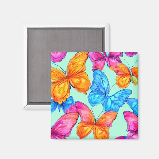 Colorful Butterflies Patroon Magneet (Voorkant / Achterkant)