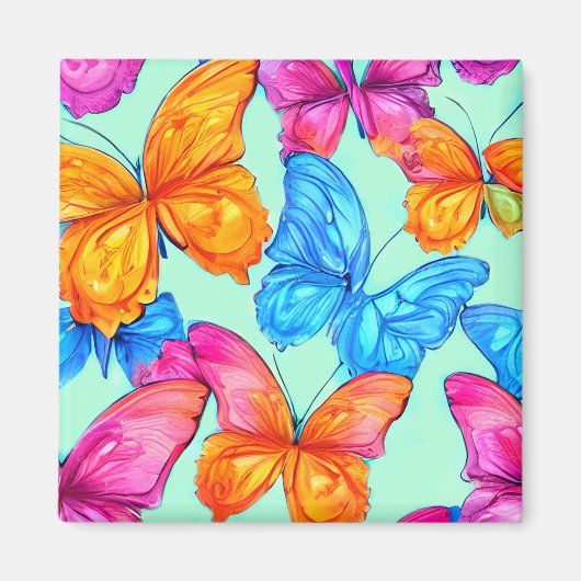Colorful Butterflies Patroon Magneet (Voorkant)