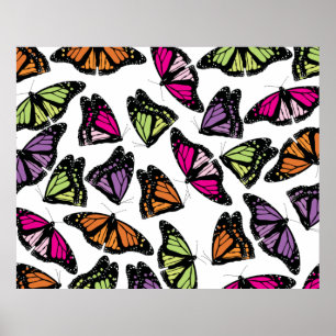 Colorful Butterflies Patroon Poster