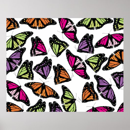 Colorful Butterflies Patroon Poster (Voorkant)