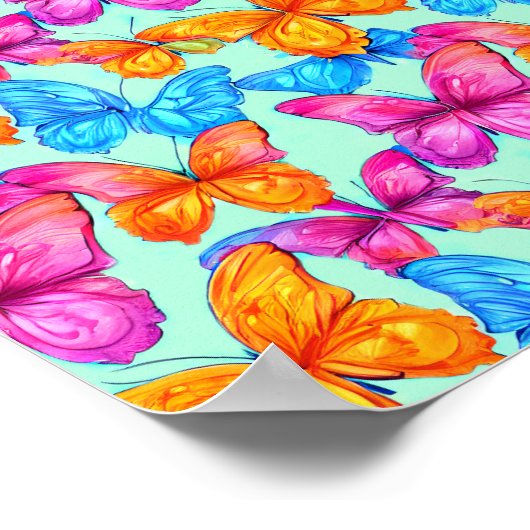 Colorful Butterflies Patroon Poster (Hoek)