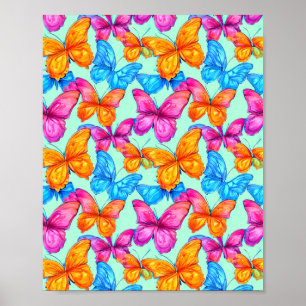 Colorful Butterflies Patroon Poster