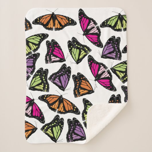 Colorful Butterflies Patroon Sherpa Deken (Voorkant)