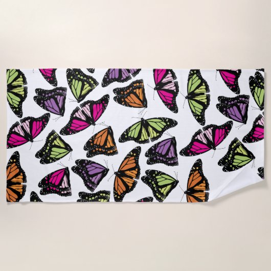 Colorful Butterflies Patroon Strandlaken (Voorkant)