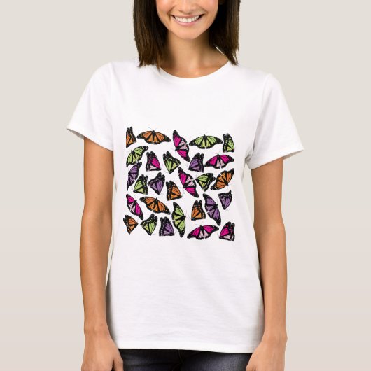 Colorful Butterflies Patroon T-shirt (Voorkant)