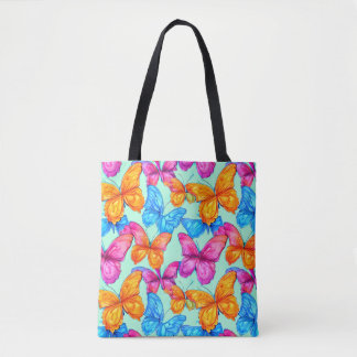 Colorful Butterflies Patroon Tote Bag