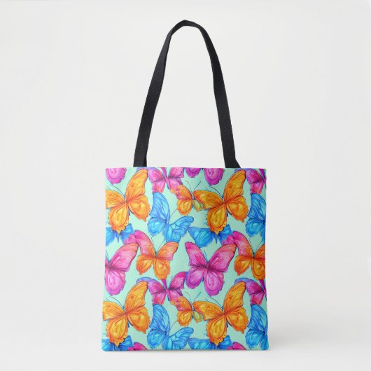 Colorful Butterflies Patroon Tote Bag (Voorkant)