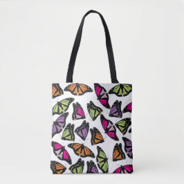 Colorful Butterflies Patroon Tote Bag