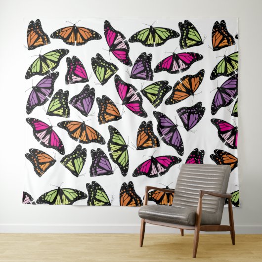 Colorful Butterflies Patroon Wandkleed (In Situ (horizontaal))
