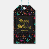 Colorful Butterflies Pattern op Black Birthday Cadeaulabel (Voorkant)