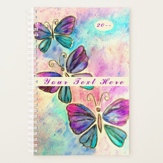 Colorful Butterflies Planner - Jouw tekst en Jaar (Voorkant)