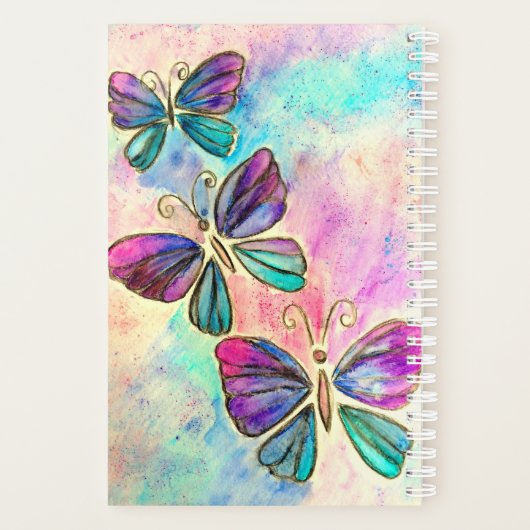 Colorful Butterflies Planner - Jouw tekst en Jaar (Achterkant)