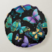Colorful Butterflies Rond Kussen (Achterkant)