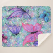 Colorful Butterflies Sherpa Blanket Deken (Voorkant (horizontaal))