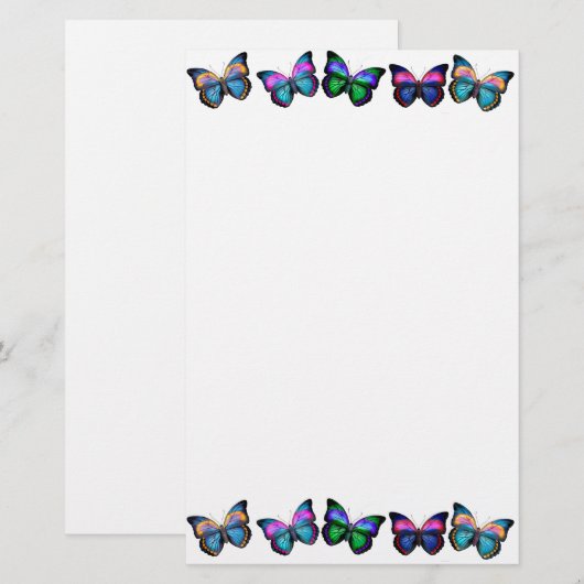 Colorful Butterflies Stationery Briefpapier (Voorkant / Achterkant)