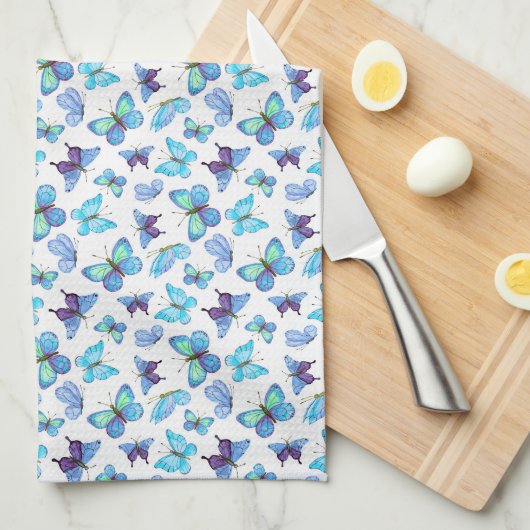 Colorful Butterflies Theedoek (Quarter Fold)