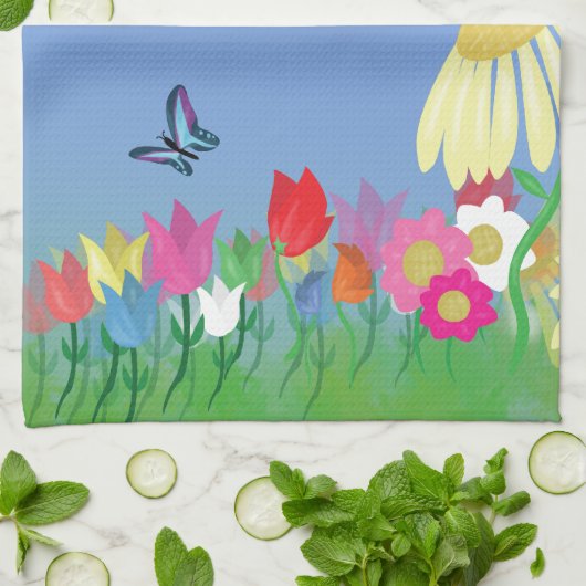 Colorful Butterflies Theedoek (Gevouwen)
