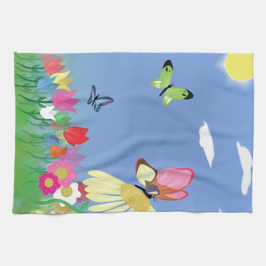 Colorful Butterflies Theedoek (Horizontaal)