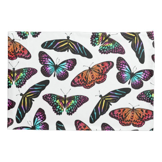 Colorful Butterflies Waterverf Pattern Monogram Kussensloop (Achterkant)
