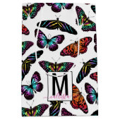 Colorful Butterflies Waterverf Pattern Monogram Medium Cadeauzakje (Voorkant)