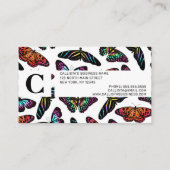 Colorful Butterflies Waterverf Pattern Monogram Visitekaartje (Achterkant)