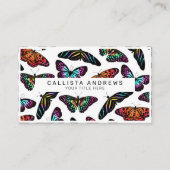 Colorful Butterflies Waterverf Pattern Monogram Visitekaartje (Voorkant)