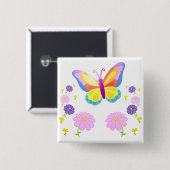 Colorful Butterfly and Flowers Button Badge (Voorkant /achterkant)