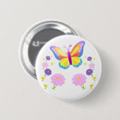 Colorful Butterfly and Flowers Button Badge (Voorkant /achterkant)
