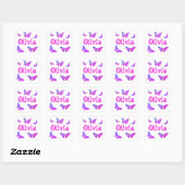 Colorful Butterfly Art roze toevoegen naam Olivia Vierkante Sticker (Vel)