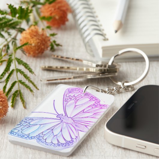 Colorful Butterfly Art Sleutelhanger (Voorkant Rechts)