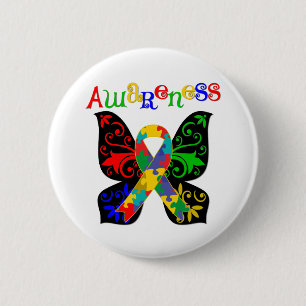 Colorful Butterfly Autism Awareness Ronde Button 5,7 Cm