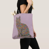 Colorful Butterfly Cat Lover Silhouette Art Mauve Tote Bag (Dichtbij)